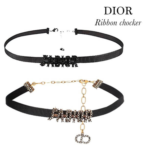 Dior J'ADIORブラックベルベットリボンチョーカー ディオール メタルとベルベット リボンのJaディオール チョーカー