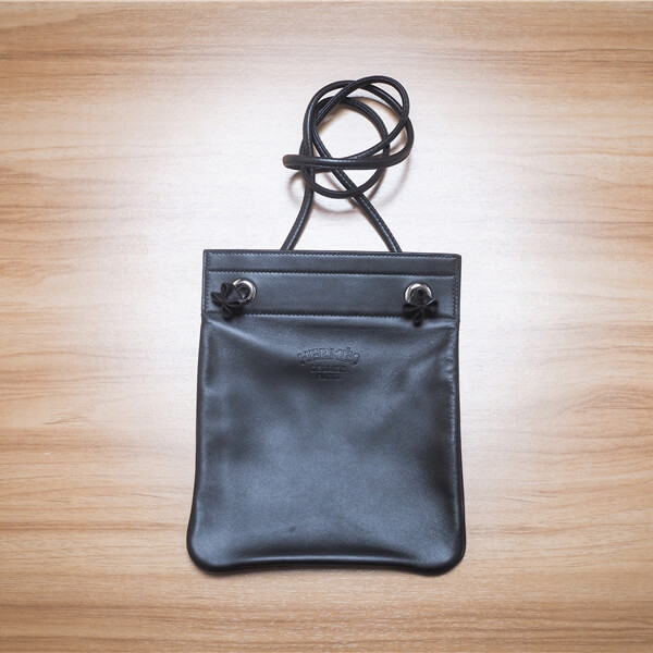19SS エルメス*アリーヌオールレザーポシェット/ブラック エルメス 
