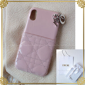 Dior iPhoneX/XS用ケース 国内発☆ディオール Lady ディオール チャーム付 iphoneXケース/ピンク