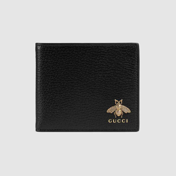 GUCCI グッチ 折り財布 522915メタル ビー アニマリエ　レザー 黒 人気商品】〔アニマリエ〕☆グッチ メンズ レザー コインウォレット
