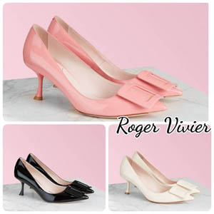 ロジェヴィヴィエ Roger Vivier パンプス 靴 シューズ サテン ピンク ビジュー パーティーシューズ Roger Vivier ロジェヴィヴィエ パテント スリングバック ヴィルギュル ビジュー パンプス 38ハーフ ほぼ新品