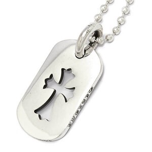 クロムハーツタグ付き新品未使用 クロムハーツ ドッグタグS クロス/Dog Tag SML Cross chp67-スーパー