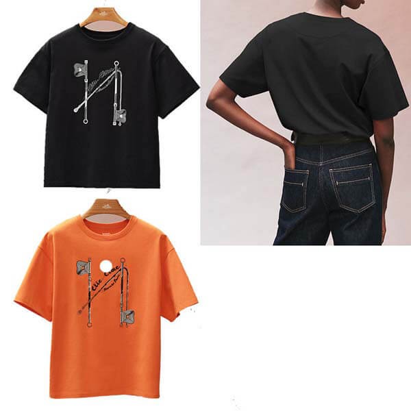 エルメス 2021新作 プレ Clic Clac プリント マキシTシャツ-スーパー 