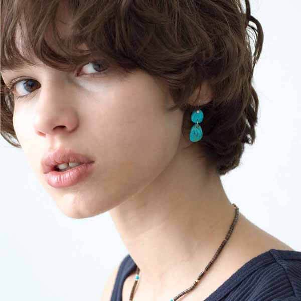ロンハーマン/MIZUKI】14kt Earrings Double Turquoise&Diamond
