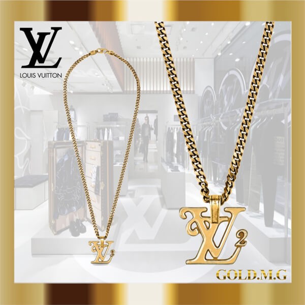 ルイヴィトン × NIGO ヒューマンメイド偽物 LV ゴールドネックレス
