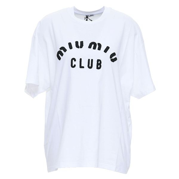 関送込】MiuMiu CLUB LOGO Tシャツ コピー オーバーサイズ 刺繍ロゴ