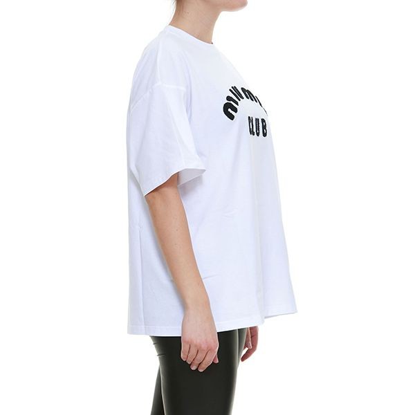 関送込】MiuMiu CLUB LOGO Tシャツ コピー オーバーサイズ 刺繍ロゴ