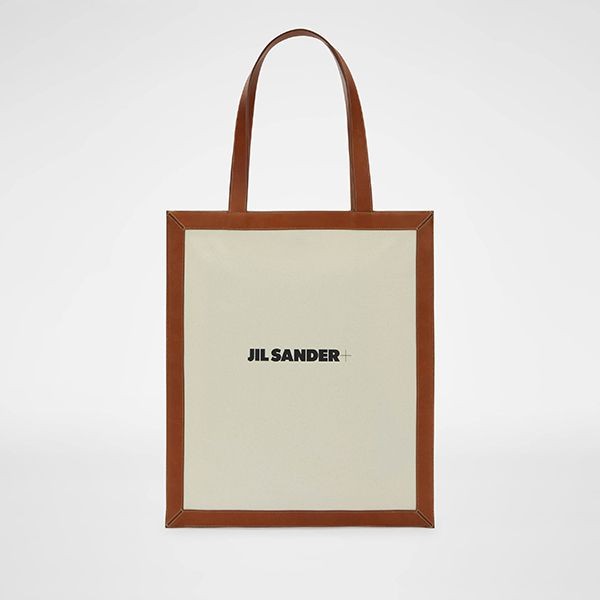 人気！【JIL SANDER 偽物】ロゴ入りレザー キャンバストートバック