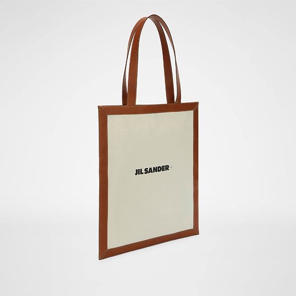 人気！【JIL SANDER 偽物】ロゴ入りレザー キャンバストートバック