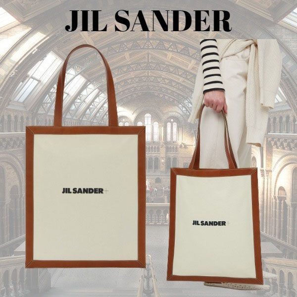人気！【JIL SANDER 偽物】ロゴ入りレザー キャンバストートバック