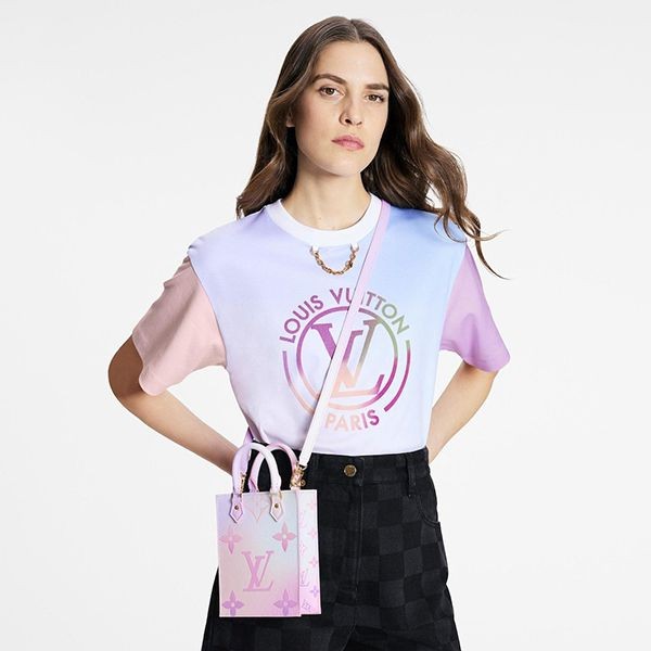 新作】​ルイヴィトン グラディエントLVサークルTシャツ パロディ
