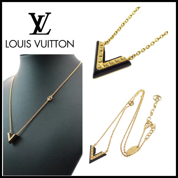人気！ルイヴィトン V ネックレス コピー ◇COLLIER ESSENTIAL Noir 