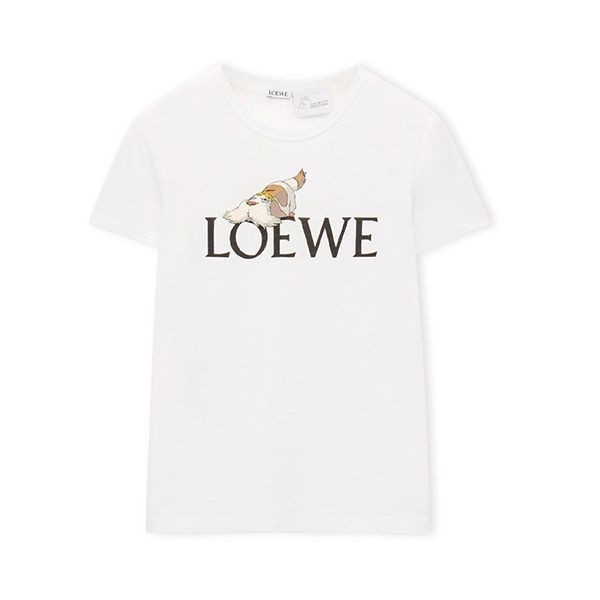 LOEWE ハウルの動く城 カルシファー デザイン ホワイトTシャツ ロエベ ハウルの動く城 ヒン Tシャツ 偽物 カルシファー 4色-スーパー