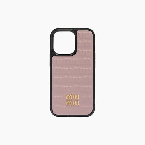 ミュウミュウ 偽物 レザー iPhone スマホケース カバー エンボスロゴが
