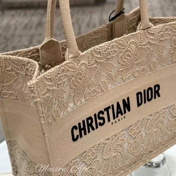 ディオール ブックトート 偽物ベージュ花柄レース Book Tote M1296ZSEL 