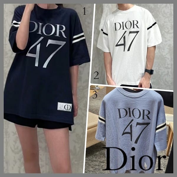 ディオール Tシャツ 偽物 半袖 コットン 1947ラベル 3色