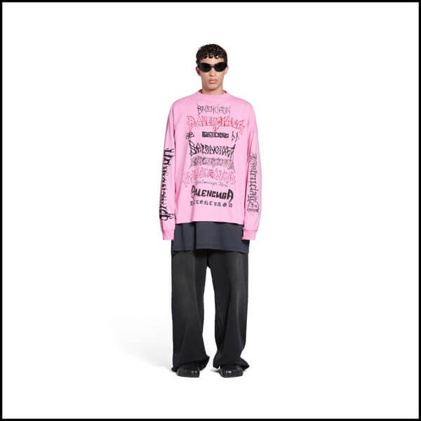 新作 バレンシアガ ロンtシャツ 偽物 DIY メタル オーバーサイズ