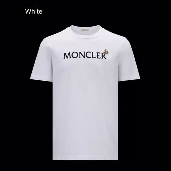 モンクレール Tシャツ 激安ロゴ入り コットンジャージ クルーネック