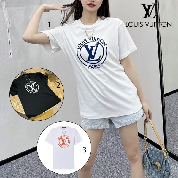 ルイヴィトン スーパーコピー 海外 Tシャツ 半袖 チェーン ロゴ 3色