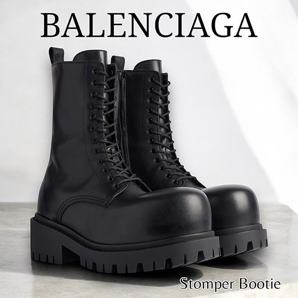 バレンシアガ Stomper Bootie レザーブーティー 偽物 805881W-スーパー