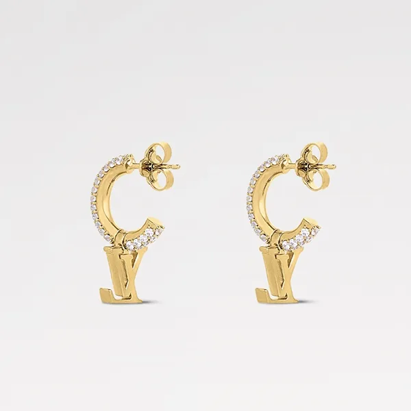 クリスタル輝く《ルイヴィトン》 ピアス コピー フープ LV アイ