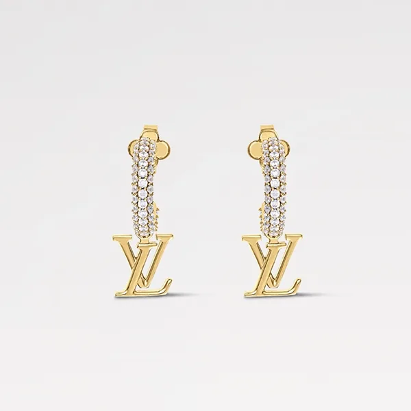 クリスタル輝く《ルイヴィトン》 ピアス コピー フープ LV アイ