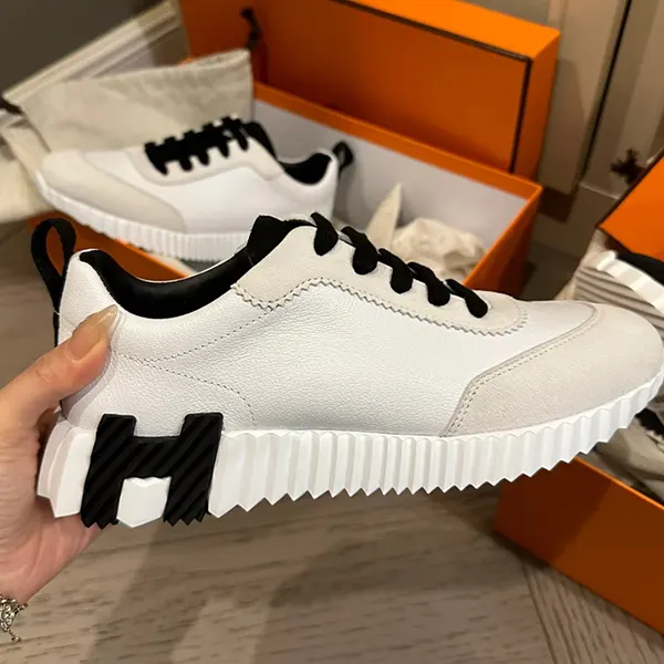 最終値下げ❣️ エルメス⭐️ハッピースニーカー♪36 美品 シンプルでかっこいい♪】エルメス スニーカー 偽物 H221176Z 90340