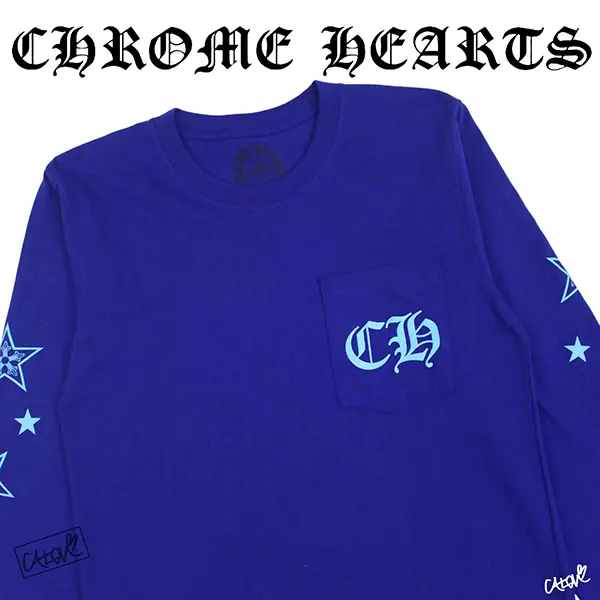 稀少☆クロムハーツ N級品 ロンT/ラピスブルー CHスター w25041711