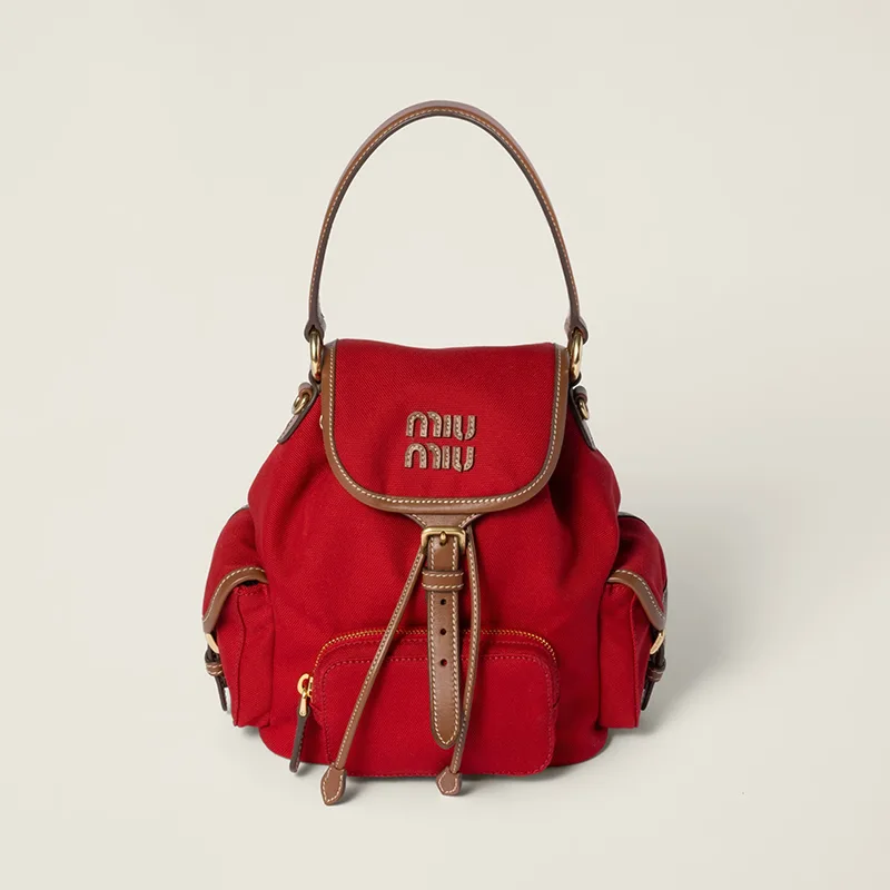 ミュウミュウ 並行輸入品 キャンバスxレザー バックパック 4色 miu0609