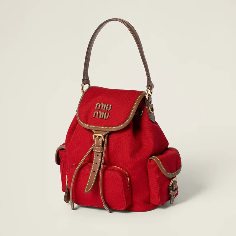 ミュウミュウ 並行輸入品 キャンバスxレザー バックパック 4色 miu0609