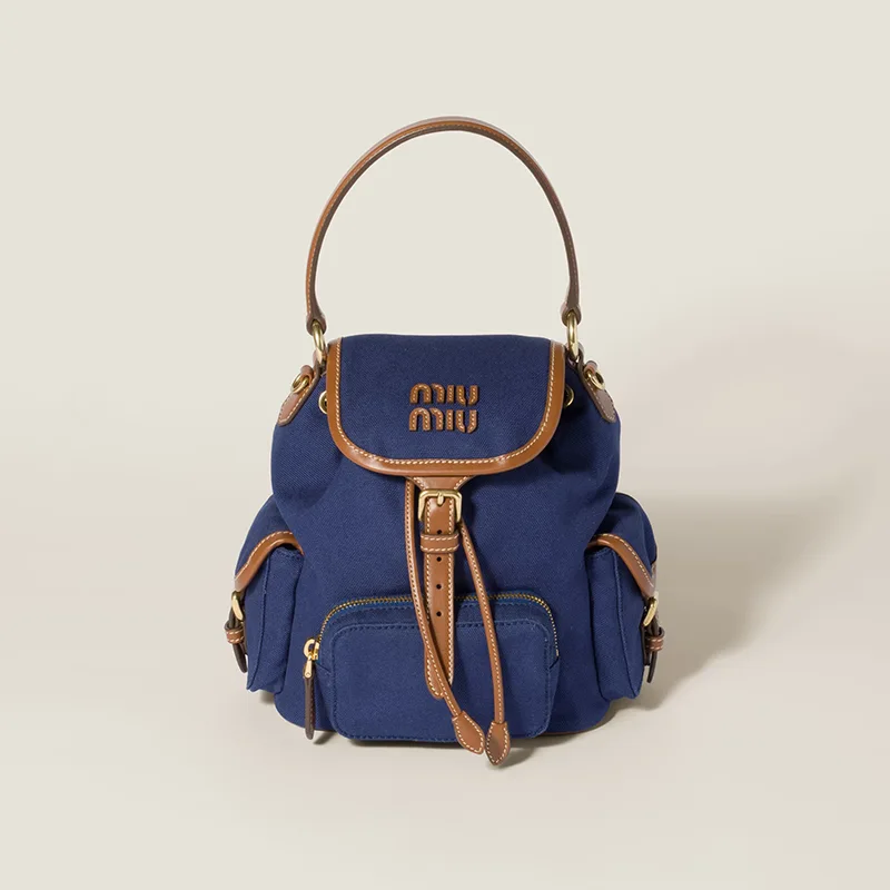 ミュウミュウ 並行輸入品 キャンバスxレザー バックパック 4色 miu0609
