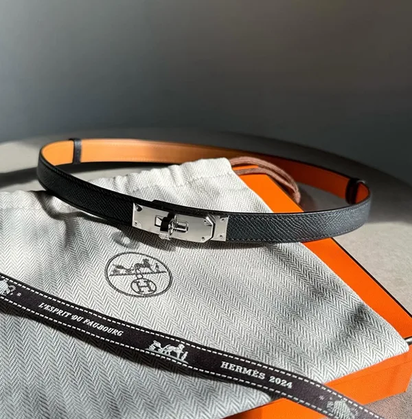 試着のみ HERMES ベルト 《ケリー》 18 黒シルバー エルメス】ケリー 