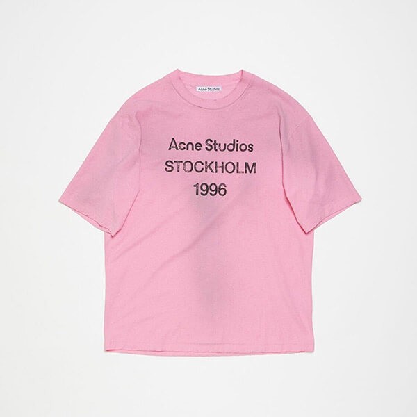 半袖 アクネストゥディオス ピンク Tシャツ アクネストゥディオス アクネ Tシャツ 偽物 ロゴTシャツ リラックス