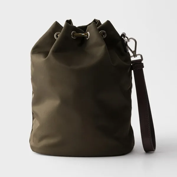 プラダ◇Speedrock Re-Nylon レザー 巾着ポーチ クラッチバッグ 2NE067