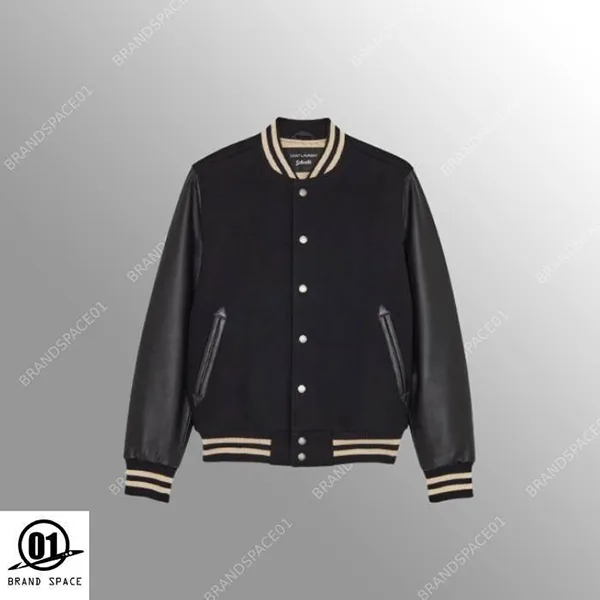 コラボ サンローラン × Schott コピー バーシティジャケット-スーパー