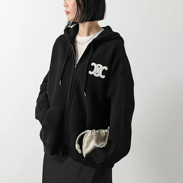 大人気定番☆セリーヌ セーター リブ ニットパーカー RY0JF0ZTQ.38NO