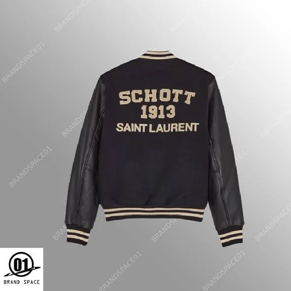 コラボ サンローラン × Schott コピー バーシティジャケット-スーパー