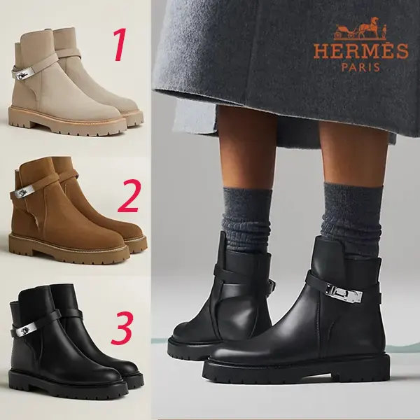 メルシーさん専用　エルメス　ブーツ　36.5 エルメス Bottines Jeff ジェフアンクルブーツ H252122Z-スーパー
