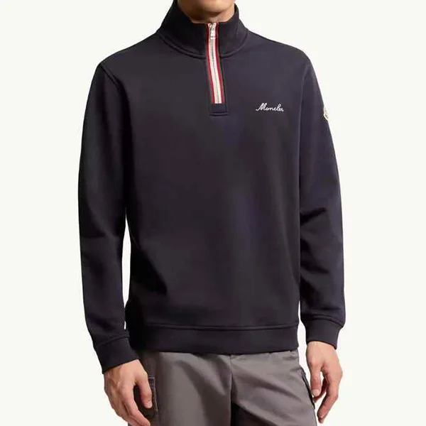 すぐ届☆【モンクレール】ハーフジップ スウェット N級品 Navy