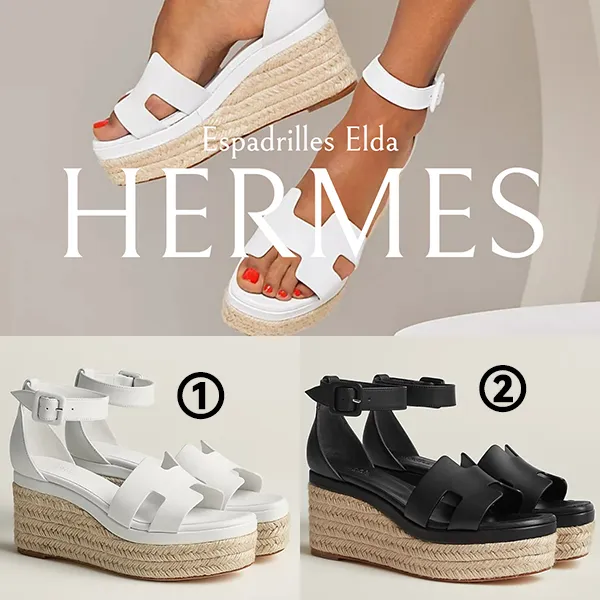 美脚80mm*エルメス*Elda エスパドリーユ ストラップサンダル コピー