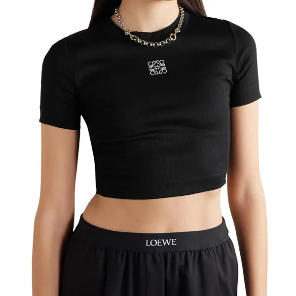 LOEWE アナグラム刺繍 クロップドTシャツ レディース 【美品】LOEWE アナグラム刺繍 クロップドTシャツ