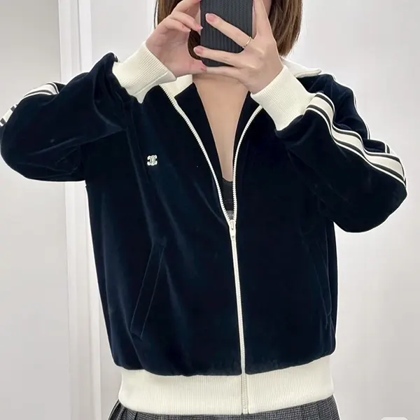 CELINE トリオンフ トラックスーツジャケット / ベルベットジャージー 送料無料セリーヌ トラックスーツジャケット ベルベットジャージー