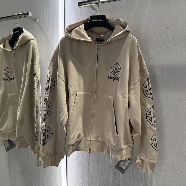 バレンシアガ BB Metal Zip Hoodie ベージュ26051505-スーパーコピーhacopy